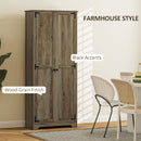 HOMCOM Farmhouse Kitchen Cupboard, Kitchen Cabinet, Grey Wood-Effect
