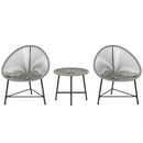 Outsunny Rattan Bistro Set, Cushioned Acapulco Chairs, Glass Table