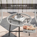 Outsunny Rattan Bistro Set, Cushioned Acapulco Chairs, Glass Table