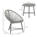 Outsunny Rattan Bistro Set, Cushioned Acapulco Chairs, Glass Table