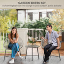 Outsunny Rattan Bistro Set, Cushioned Acapulco Chairs, Glass Table