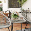 Outsunny Rattan Bistro Set, Cushioned Acapulco Chairs, Glass Table