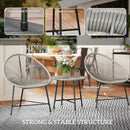 Outsunny Rattan Bistro Set, Cushioned Acapulco Chairs, Glass Table
