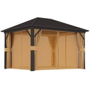 Outsunny 3.6 X 3(m) Metal Garden Hardtop Gazebo With Screened Curtain