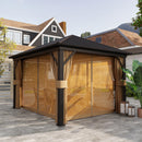 Outsunny 3.6 X 3(m) Metal Garden Hardtop Gazebo With Screened Curtain