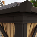 Outsunny 3.6 X 3(m) Metal Garden Hardtop Gazebo With Screened Curtain