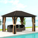 Outsunny 3.6 X 3(m) Metal Garden Hardtop Gazebo With Screened Curtain
