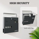 HOMCOM Wall Mounted Post Box, Weatherproof Letterbox with Lock