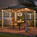 Outsunny 3 x 3(m) Hardtop Gazebo with Metal Roof and Wood Grain Frame