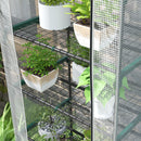 Outsunny 5 Tier Mini Greenhouse Grow House w/ Roll Up Door, White/Grey