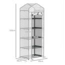 Outsunny 5 Tier Mini Greenhouse Grow House w/ Roll Up Door, White/Grey