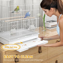PawHut 59cm Large Bird Cage With Perches, Food Bowls, Swing, White