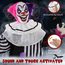 HOMCOM Halloween Clown Animatronic Prop with Light Up Eyes, for Indoor Outdoor