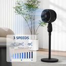 HOMCOM Pedestal Fan for Bedroom, Powerful Air Circulator with 3 Speed, Black