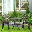 Outsunny 3 Piece Patio Bistro Set Outdoor Table Set with Umbrella Hole White