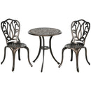Outsunny 3 Piece Patio Bistro Set Outdoor Table Set with Umbrella Hole White