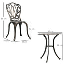 Outsunny 3 Piece Patio Bistro Set Outdoor Table Set with Umbrella Hole White