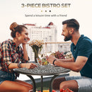 Outsunny 3 Piece Patio Bistro Set Outdoor Table Set with Umbrella Hole White
