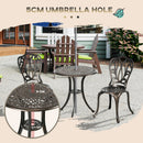 Outsunny 3 Piece Patio Bistro Set Outdoor Table Set with Umbrella Hole White