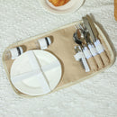 Outsunny Wicker Picnic Basket for 2 with Pine Wood Lid, Light Brown