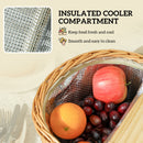 Outsunny Wicker Picnic Basket for 2 with Pine Wood Lid, Light Brown