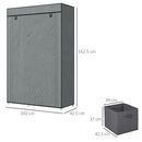 HOMCOM Fabric Portable Wardrobe With 2 Fabric Drawers, Hanging Rail, Grey