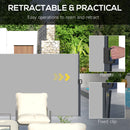 Outsunny Side Awning Retractable, Privacy Screen, 400x180cm, Light Grey