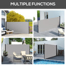 Outsunny Side Awning Retractable, Privacy Screen, 400x180cm, Light Grey