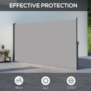 Outsunny Side Awning Retractable, Privacy Screen, 400x180cm, Light Grey