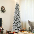 HOMCOM 7ft Flocked Pencil Christmas Tree with Auto Open, Steel Base