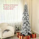 HOMCOM 7ft Flocked Pencil Christmas Tree with Auto Open, Steel Base