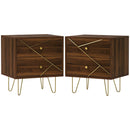 HOMCOM Bedside Tables Set of 2, Modern Side Table Set with 2 Drawers, Brown