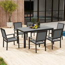 Outsunny 6 Seater Aluminium Garden Dining Set with Stackable Chairs, Grey