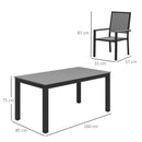 Outsunny 6 Seater Aluminium Garden Dining Set with Stackable Chairs, Grey