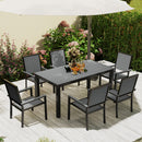 Outsunny 6 Seater Aluminium Garden Dining Set with Stackable Chairs, Grey