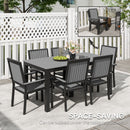 Outsunny 6 Seater Aluminium Garden Dining Set with Stackable Chairs, Grey