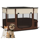 PawHut Portable Dog Pen for Puppies, Rabbits, Kittens, Guinea Pigs - Brown