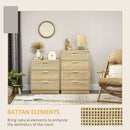 HOMCOM 4 Drawer Dresser, Boho Chest of Drawers Storage Cabinet, Natural