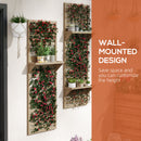 Outsunny Wall Mounted Plant Stands Set of 2 with Shelves and Slatted Trellis