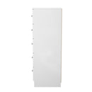 Yarmouth 5 Drawer Bedside Cabinet in White & White Matt - Ready Assembled