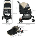 PawHut Dog Stroller for XS Dogs, S Dogs, Cats with Rain Cover