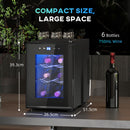 HOMCOM Mini Beer and Wine Fridge, 6 Bottle, with Glass Door, Touch Screen