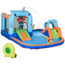 Outsunny Bouncy Castle with Paddling Pool and Sprinkler - Narwhals