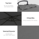 Outsunny 3 m Cantilever Parasol with Cross Base, Crank Handle, 6 Ribs
