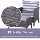 Outsunny Outdoor Rattan 2 Seater with Footstools - Dark Grey