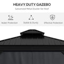 Outsunny 3 x 3.7m Aluminium Hardtop Gazebo Canopy 2 Tier Roof