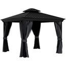 Outsunny 3 x 3.7m Aluminium Hardtop Gazebo Canopy 2 Tier Roof