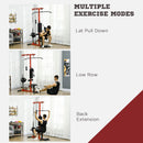 SPORTNOW Pull Up Station Power Cage with Adjustable Seat, Home Gym - Red