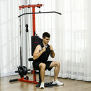SPORTNOW Pull Up Station Power Cage with Adjustable Seat, Home Gym - Red