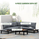 Outsunny Garden Corner Sofa with Table and Side Tables - Black